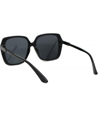 Oversized Womens Classic 90s Oversize Rectangular Butterfly Plastic Sunglasses - All Black - CI18YTMXSQ7 $10.04