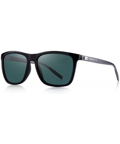 Square DESIGN Men Women Classic Square Polarized Sunglasses Aluminum Legs C01 Black - C02 Green - CH18XE0M0DX $14.16