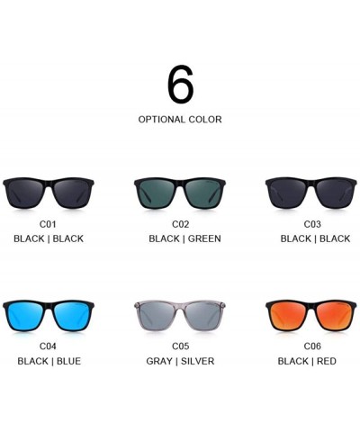 Square DESIGN Men Women Classic Square Polarized Sunglasses Aluminum Legs C01 Black - C02 Green - CH18XE0M0DX $14.16