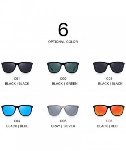 Square DESIGN Men Women Classic Square Polarized Sunglasses Aluminum Legs C01 Black - C02 Green - CH18XE0M0DX $14.16