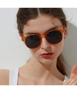 Goggle Retro Women Sunglasses Transparent Round Men Vintage Circle Eyeglasses Classic Lentes De Sol Mujer S1090 - Brown - CK1...
