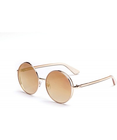 Goggle Women Round Fashion Sunglasses - Tan - CZ18WQ6ZRZG $43.60