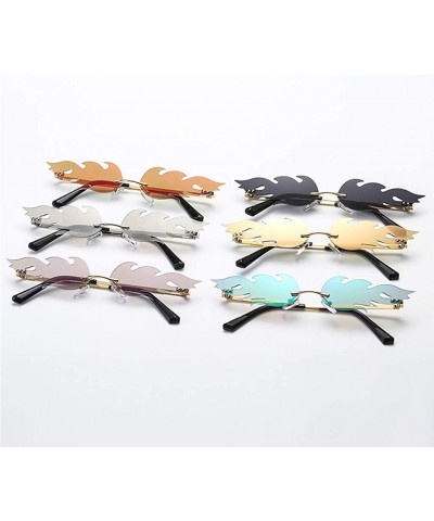 Rimless Women Retro Irregular Feathery Shape Metal Punk Style Sunglasses Vintage Glasses - B - CB196R3YC3A $9.35