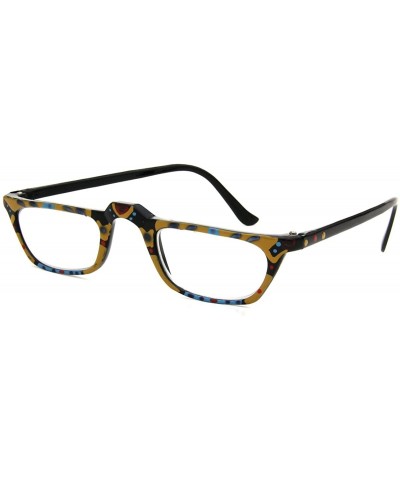 Rectangular Hand Painted Reading Glasses Rasscally Reader Elegant Design RX Clear Lens - Black/Brown - CO11PXHCSLL $11.30