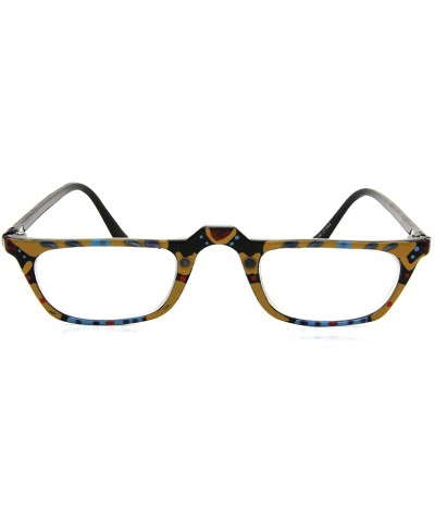 Rectangular Hand Painted Reading Glasses Rasscally Reader Elegant Design RX Clear Lens - Black/Brown - CO11PXHCSLL $11.30