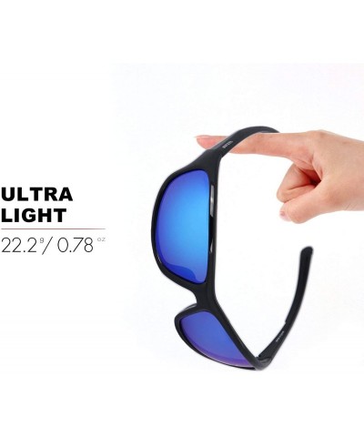 Rimless Polarized Sunglasses Protection Lightweight - 02-shiny Black Frame Blue Revo Lens - CE1967Z70O6 $18.06