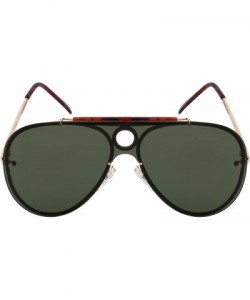 Aviator Oversize Aviator Bold Design Sunnies w/Flat Mirrored Lens 5126-FLREV - Gold Frame/Green Lens - CD1899CC946 $12.12