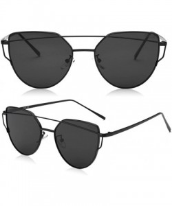 Aviator Sunglasses for Men-Metal Frame Polarized Oversized Cateyes Sunglasses - Gold-blue-e7 - CE18D3Y68ES $10.47