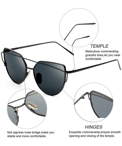 Aviator Sunglasses for Men-Metal Frame Polarized Oversized Cateyes Sunglasses - Gold-blue-e7 - CE18D3Y68ES $10.47