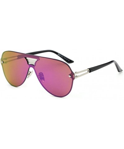 Sport Rimless Sunglasses Unisex Stylish Frame Lens All In One Designed Lens 62mm - Black/Purple - CW12ENFQL57 $14.24