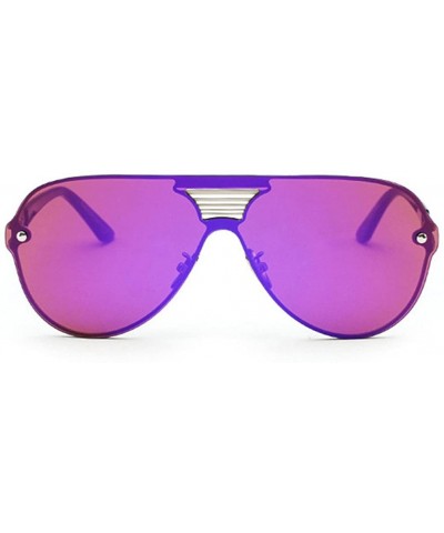 Sport Rimless Sunglasses Unisex Stylish Frame Lens All In One Designed Lens 62mm - Black/Purple - CW12ENFQL57 $14.24