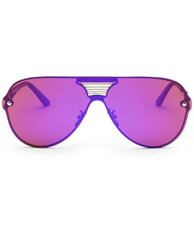 Sport Rimless Sunglasses Unisex Stylish Frame Lens All In One Designed Lens 62mm - Black/Purple - CW12ENFQL57 $14.24