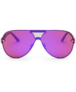 Sport Rimless Sunglasses Unisex Stylish Frame Lens All In One Designed Lens 62mm - Black/Purple - CW12ENFQL57 $14.24