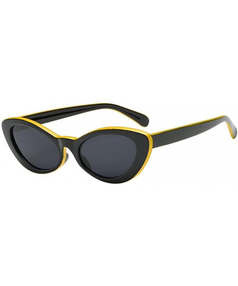 Rimless Fashion Women Narrow Cat Eye Sunglasses for Women Clout Goggles Cat Eye Panelled Sunglasses Eyewear Retro Unisex - C6...