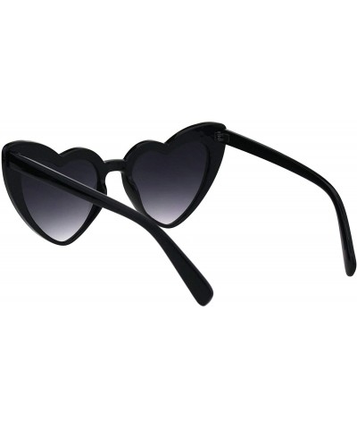 Oversized Rhinestones Heart Shape Cateye Sunglasses Womens Fashion Shades UV 400 - Black - C118R7AQ6MY $9.53