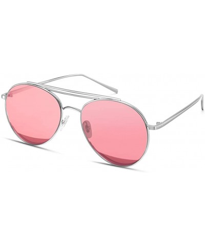 Aviator Round Fashion Sunglasses for Women Men Aviator Metal Mirror Sunglasses - C3 - CT18OL0YHDE $10.83