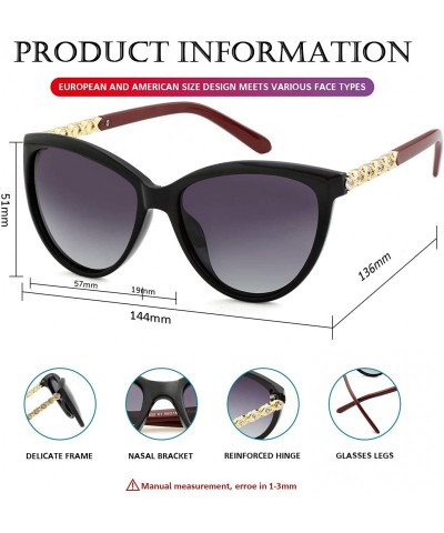 Cat Eye Polarized Cat Eye Sunglasses for Women - Fashion Inlaid Diamond frame 100% UV Blocking Lens - Red/Grey - C918Z7ZU70A ...
