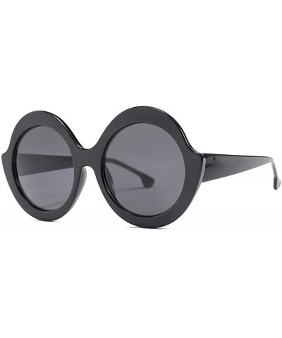 Aviator Oversized Retro Round Sunglasses Candy color Hinge Women Sun Glasses - Black Gray - CN18NHOIADD $18.79