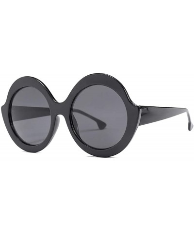 Aviator Oversized Retro Round Sunglasses Candy color Hinge Women Sun Glasses - Black Gray - CN18NHOIADD $12.27