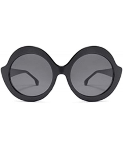 Aviator Oversized Retro Round Sunglasses Candy color Hinge Women Sun Glasses - Black Gray - CN18NHOIADD $21.29