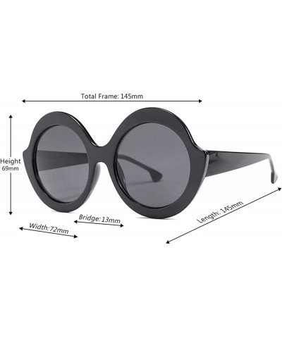 Aviator Oversized Retro Round Sunglasses Candy color Hinge Women Sun Glasses - Black Gray - CN18NHOIADD $21.29