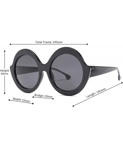 Aviator Oversized Retro Round Sunglasses Candy color Hinge Women Sun Glasses - Black Gray - CN18NHOIADD $12.27