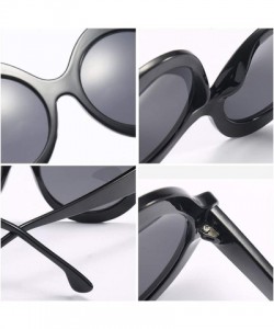 Aviator Oversized Retro Round Sunglasses Candy color Hinge Women Sun Glasses - Black Gray - CN18NHOIADD $12.27