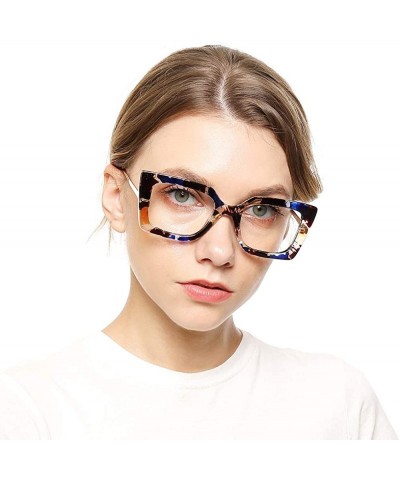 Oversized Anti-Blue Block Light Pearl Inlay Arm Cat Eye Reading Glasses - Anti Blue - Marble Pattern as Picture - CM18XMKXST8...