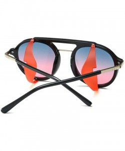 Round Fashion Round frame Lady Brand Designer punk style glasses Vintage men Anti-wind sunglasses UV400 - Red - CV18S8994YW $...