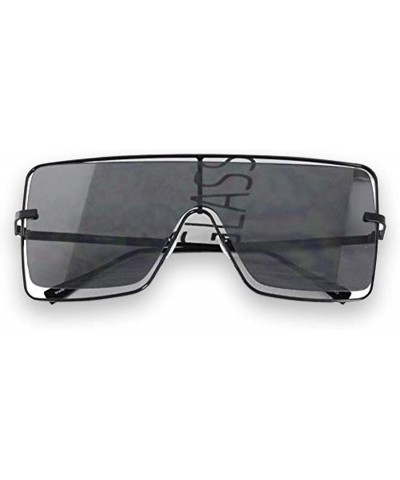 Oversized Large Celebrity Double Wire Flat Top Sunglasses Metal Frame Women Fashion Shades - Black - CC18T3M77OL $12.10