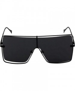 Oversized Large Celebrity Double Wire Flat Top Sunglasses Metal Frame Women Fashion Shades - Black - CC18T3M77OL $12.10