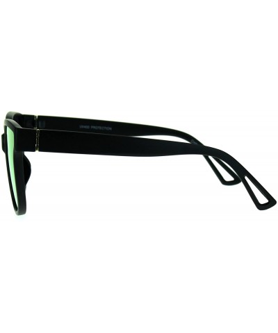 Rectangular Mens Unique Flat Mirror Lens Horn Rim Hipster Plastic Sunglasses - Black Red - C417YXRZY5M $12.12
