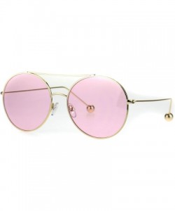 Oversized Womens Metal Ball Tip Retro Trend Unique Feminine Pilots Sunglasses - Gold Pink - CR185OHEL9R $13.20
