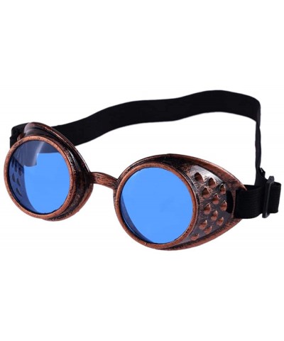 Rimless Vintage Style Steampunk Goggles Welding Punk Fashion Glasses New - Blue - CC18SRYEQCD $20.99