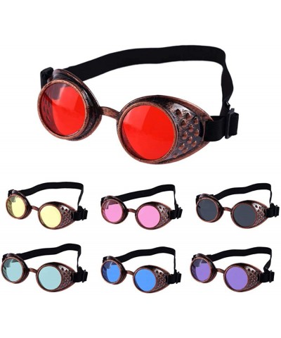 Rimless Vintage Style Steampunk Goggles Welding Punk Fashion Glasses New - Blue - CC18SRYEQCD $7.16