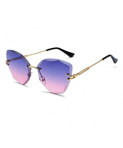 Cat Eye Cut Edge New Frameless Cat Eye Sunglasses Women Trend Retro Gradient Ocean Piece Sun Glasses - Dk - C2199QIDCN4 $14.42