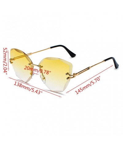 Cat Eye Cut Edge New Frameless Cat Eye Sunglasses Women Trend Retro Gradient Ocean Piece Sun Glasses - Dk - C2199QIDCN4 $14.42