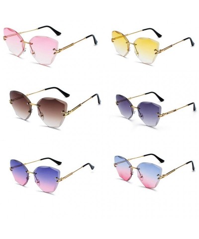 Cat Eye Cut Edge New Frameless Cat Eye Sunglasses Women Trend Retro Gradient Ocean Piece Sun Glasses - Dk - C2199QIDCN4 $14.42