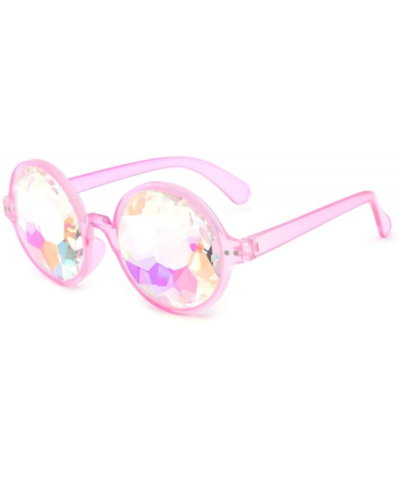 Oval Unisex Kaleidoscope Sunglasses Dance Party EDM Festival Diffraction Mosaic Party Black Festival Sunglasses - Pink - C018...