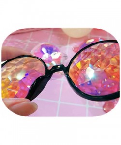 Oval Unisex Kaleidoscope Sunglasses Dance Party EDM Festival Diffraction Mosaic Party Black Festival Sunglasses - Pink - C018...