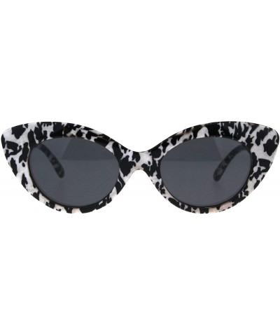 Oval Womens Oval Cateye Sunglasses Vintage Designer Style Shades UV 400 - Black White Print (Black) - CL18KZK704W $11.85