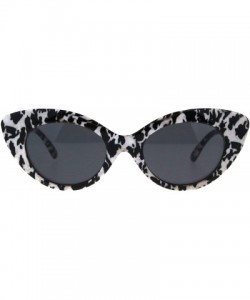 Oval Womens Oval Cateye Sunglasses Vintage Designer Style Shades UV 400 - Black White Print (Black) - CL18KZK704W $11.85