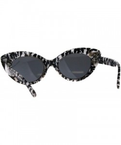 Oval Womens Oval Cateye Sunglasses Vintage Designer Style Shades UV 400 - Black White Print (Black) - CL18KZK704W $11.85