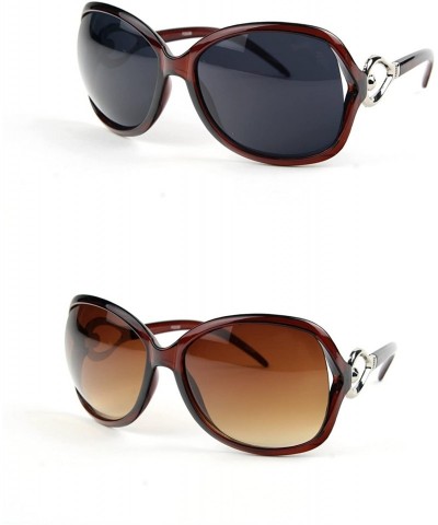 Oversized Women Oversized Trendy Fashion Sunglasses P2039 - 2 Pcs Brown-smoke Lens & Brown-gradient Brown Lens - C011AK9ZWZ5 ...