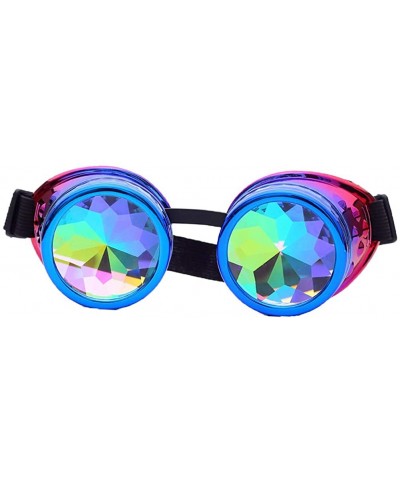 Aviator Kaleidoscope Steampunk Rave Glasses Goggles with Rainbow Crystal Glass Lens - Blue-purple - C518GLQX624 $14.17
