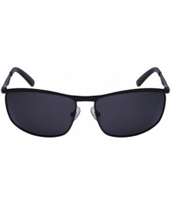 Rimless Men's Square Metal Top Frame Polarized Sunglasses 25076-P - Matte Black - CT125UONZ9Z $14.27