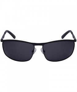 Rimless Men's Square Metal Top Frame Polarized Sunglasses 25076-P - Matte Black - CT125UONZ9Z $14.27