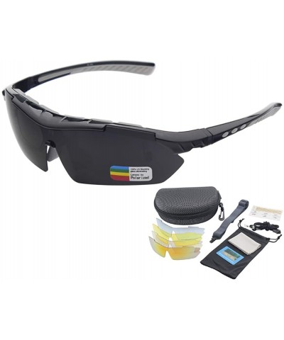 Sport Polarized Sports Sunglasses UV400 Riding goggles for Men Women Glasses - Gray/Black - CU18TA84E9S $9.63