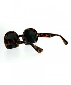 Round Womens Cropped Shaved Round Frame Sunglasses Fashion Mirror Lens - Brown Camo (Orange Mirror) - CD187IACNQC $10.40