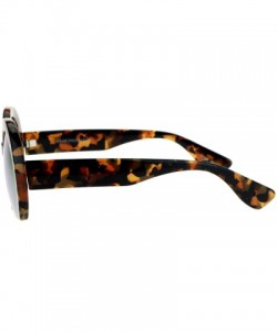 Round Womens Cropped Shaved Round Frame Sunglasses Fashion Mirror Lens - Brown Camo (Orange Mirror) - CD187IACNQC $10.40